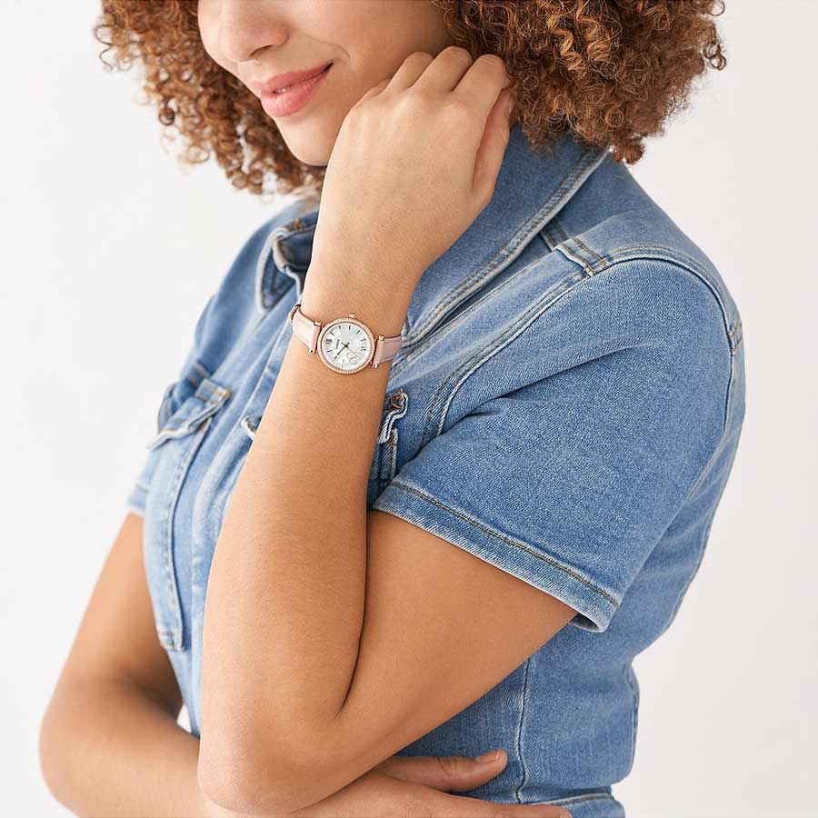 Đồng Hồ Nữ Fossil Carlie ES5268 Màu Trắng Xà Cừ/ Vàng Hồng