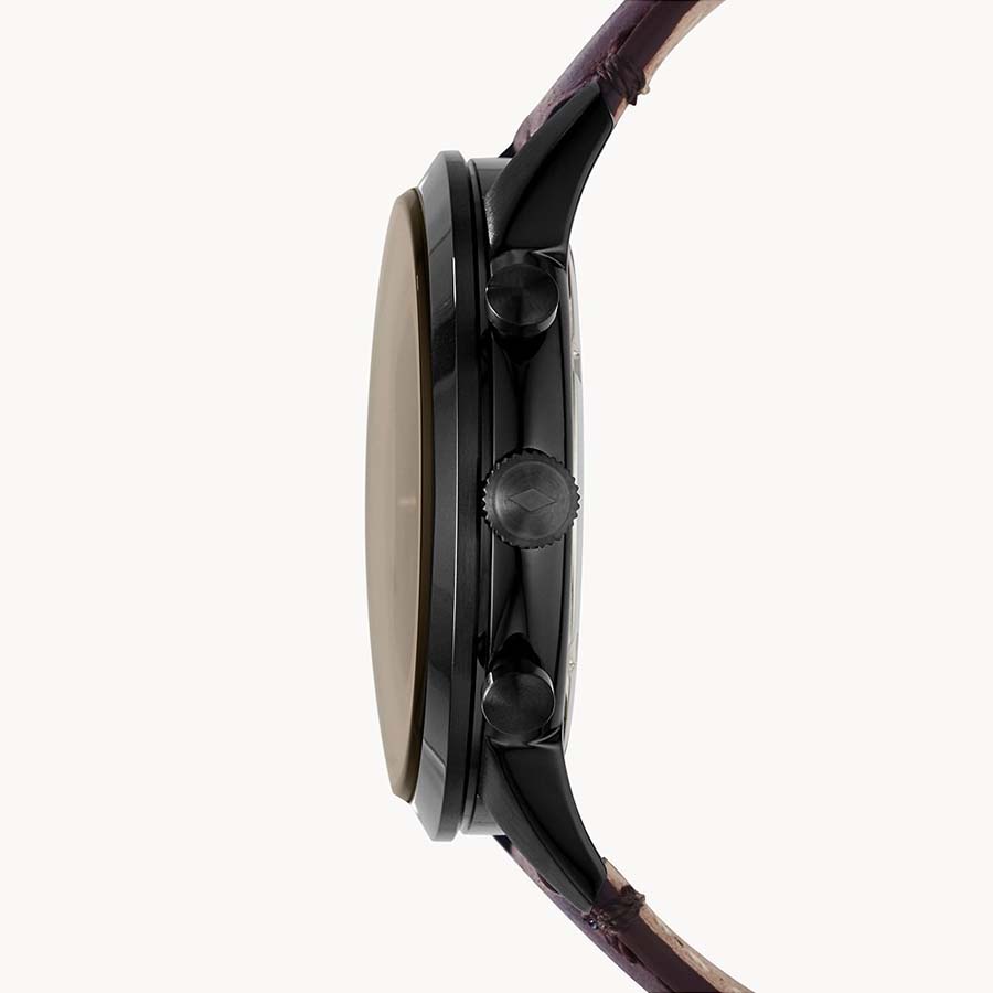 Đồng Hồ Nam Fossil Townsman 44mm Chronograph Brown Leather Watch FS5437 Màu Đen Nâu
