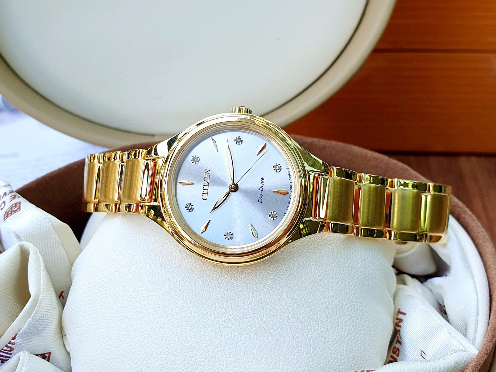 Đồng hồ CITIZEN Corso Silver Dial Ladies Gold-Tone Watch FE2102-55A