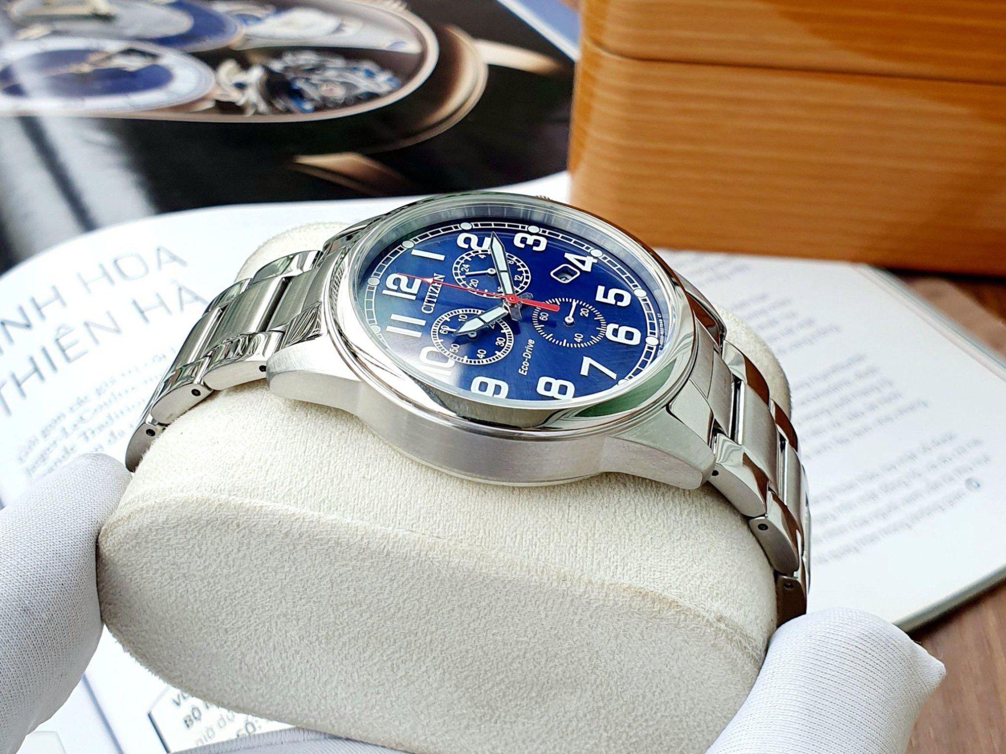 Đồng hồ Citizen Eco-Drive Men's Chronograph Blue Dial AT0200