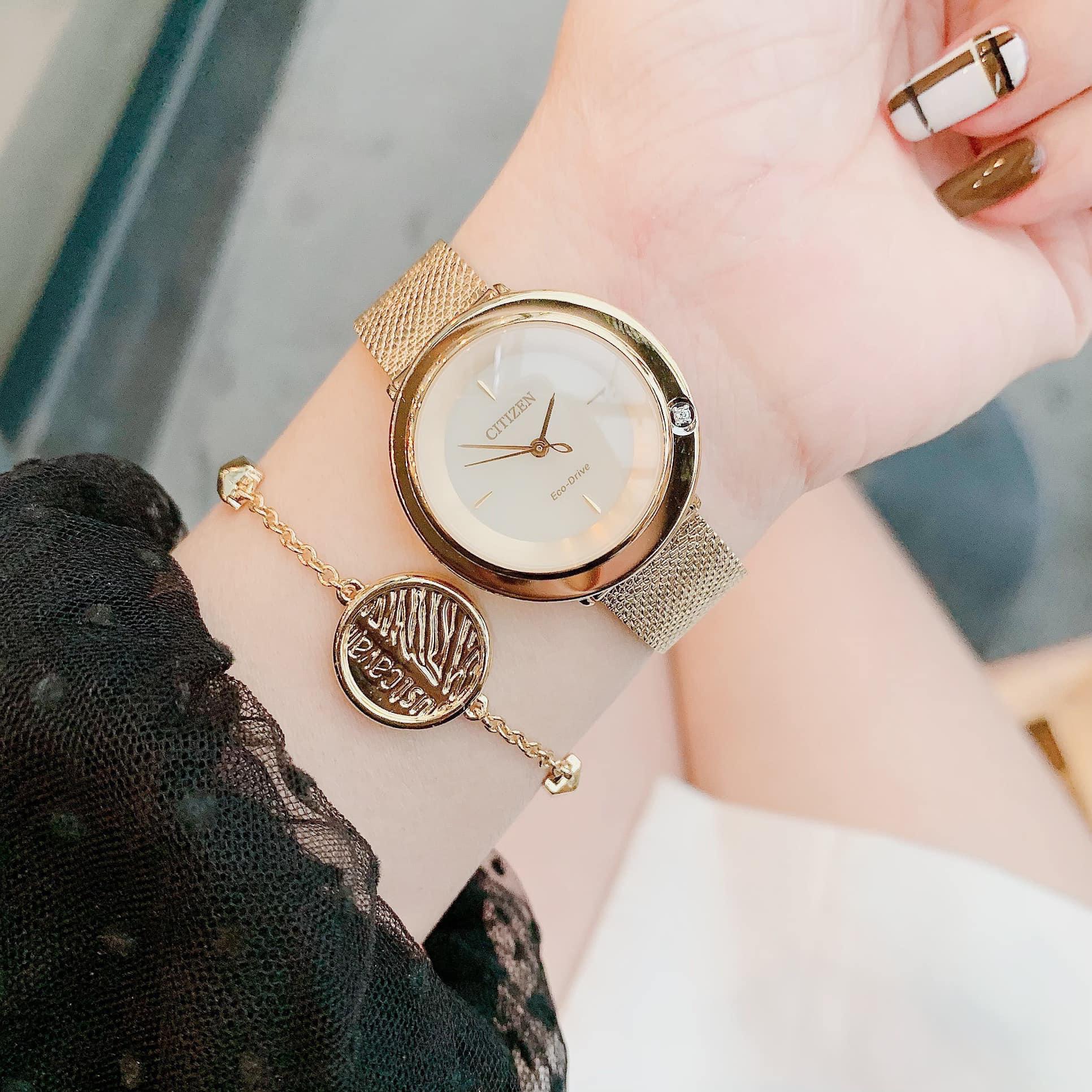 Đồng hồ Citizen Eco Drive Lambilun EM0643-50X- rose gold