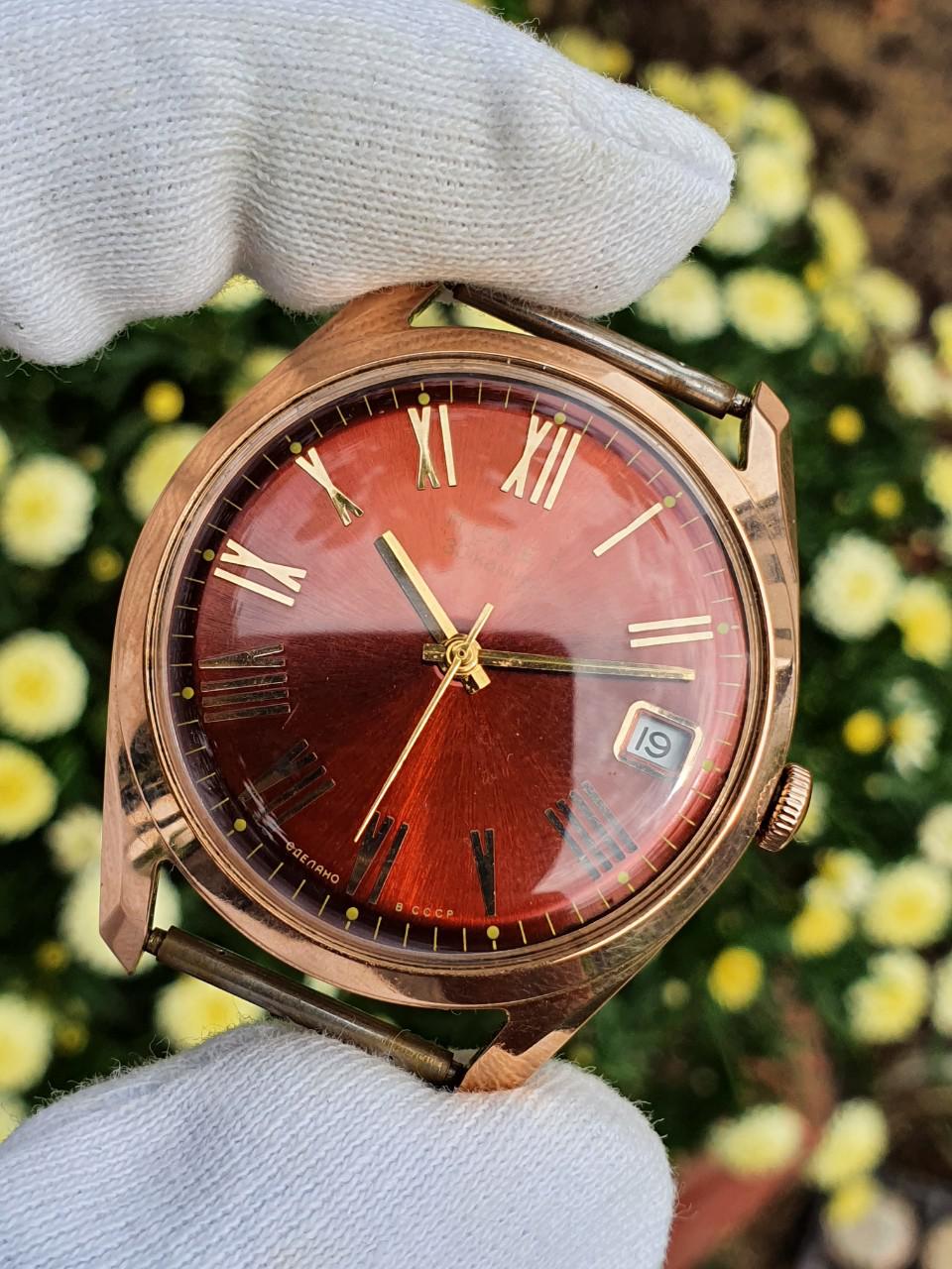 Đồng hồ Poljot 23 đỏ huyết siêu đẹp vàng đúc nguyên khối automatic