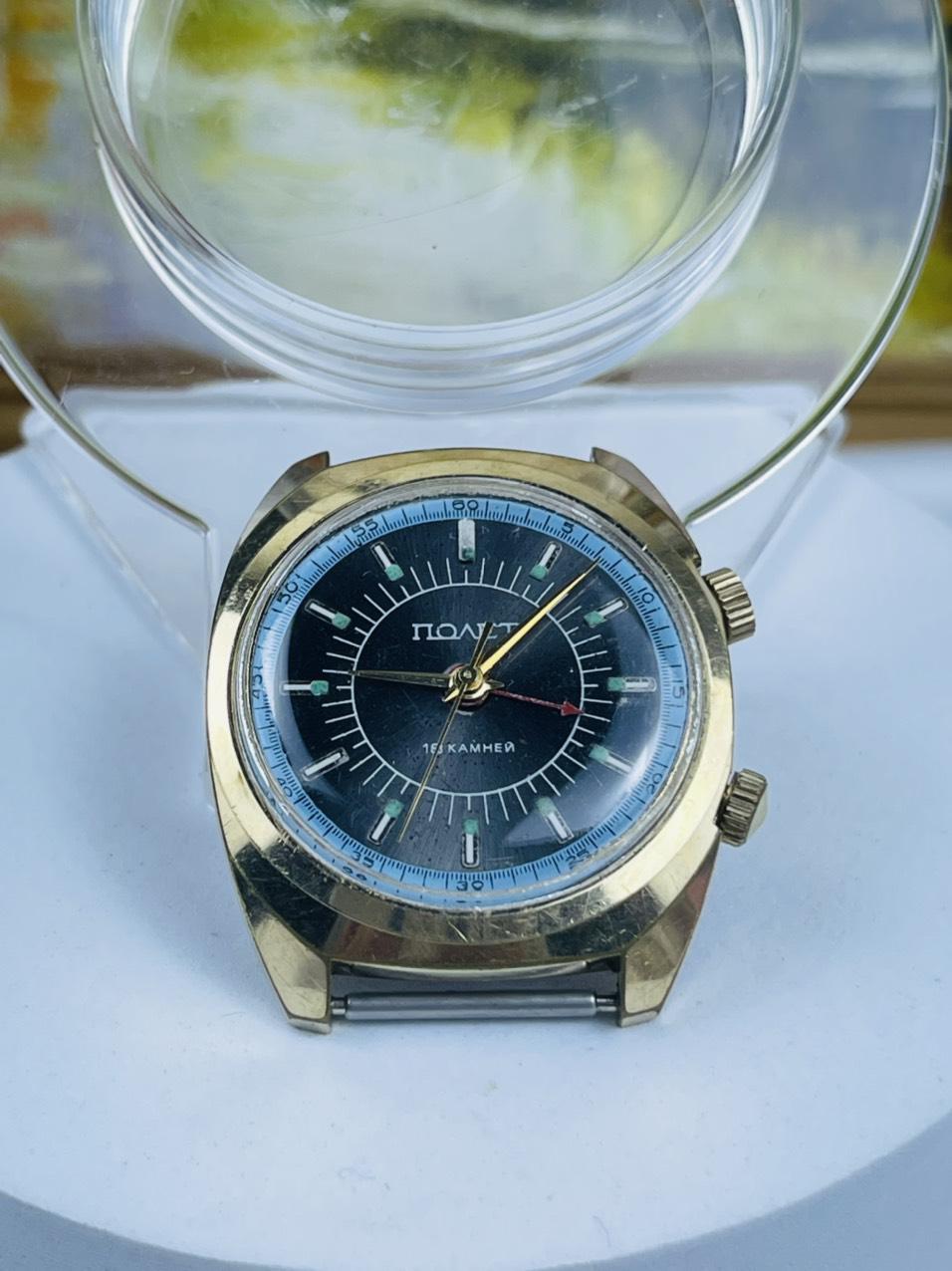 Đồng hồ chuông reo Poljot 18 jewels mặt xanh đen