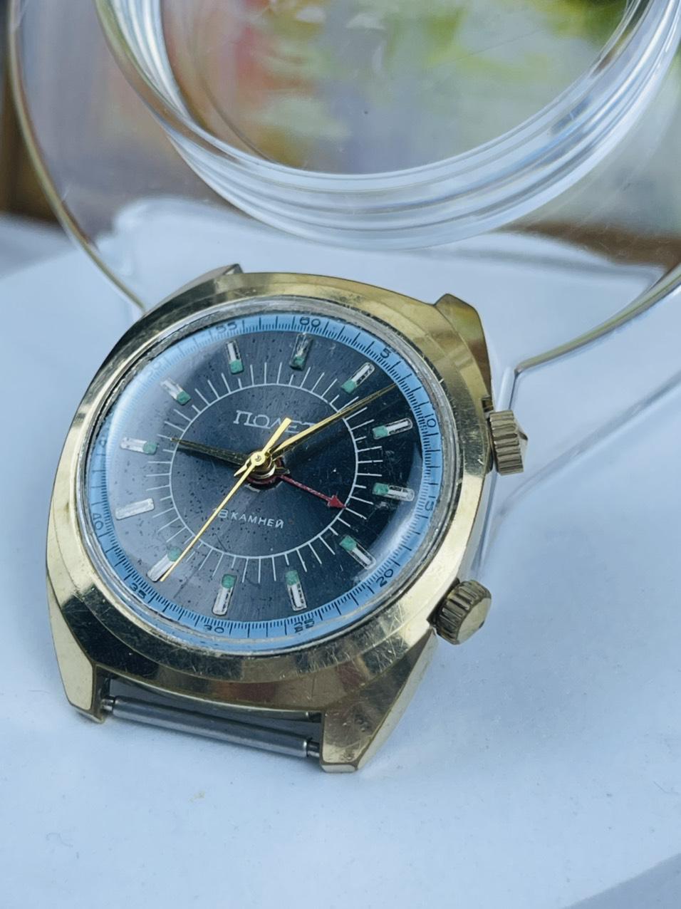 Đồng hồ chuông reo Poljot 18 jewels mặt xanh đen