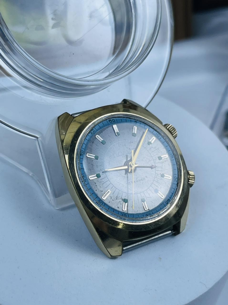 Đồng hồ chuông reo Poljot 18 jewels mặt xanh đen