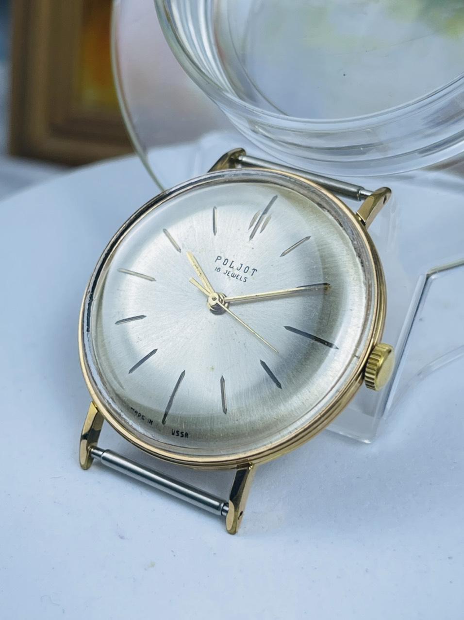 Đồng hồ Poljot 16 jewels bát úp Au20 cọc số vạch