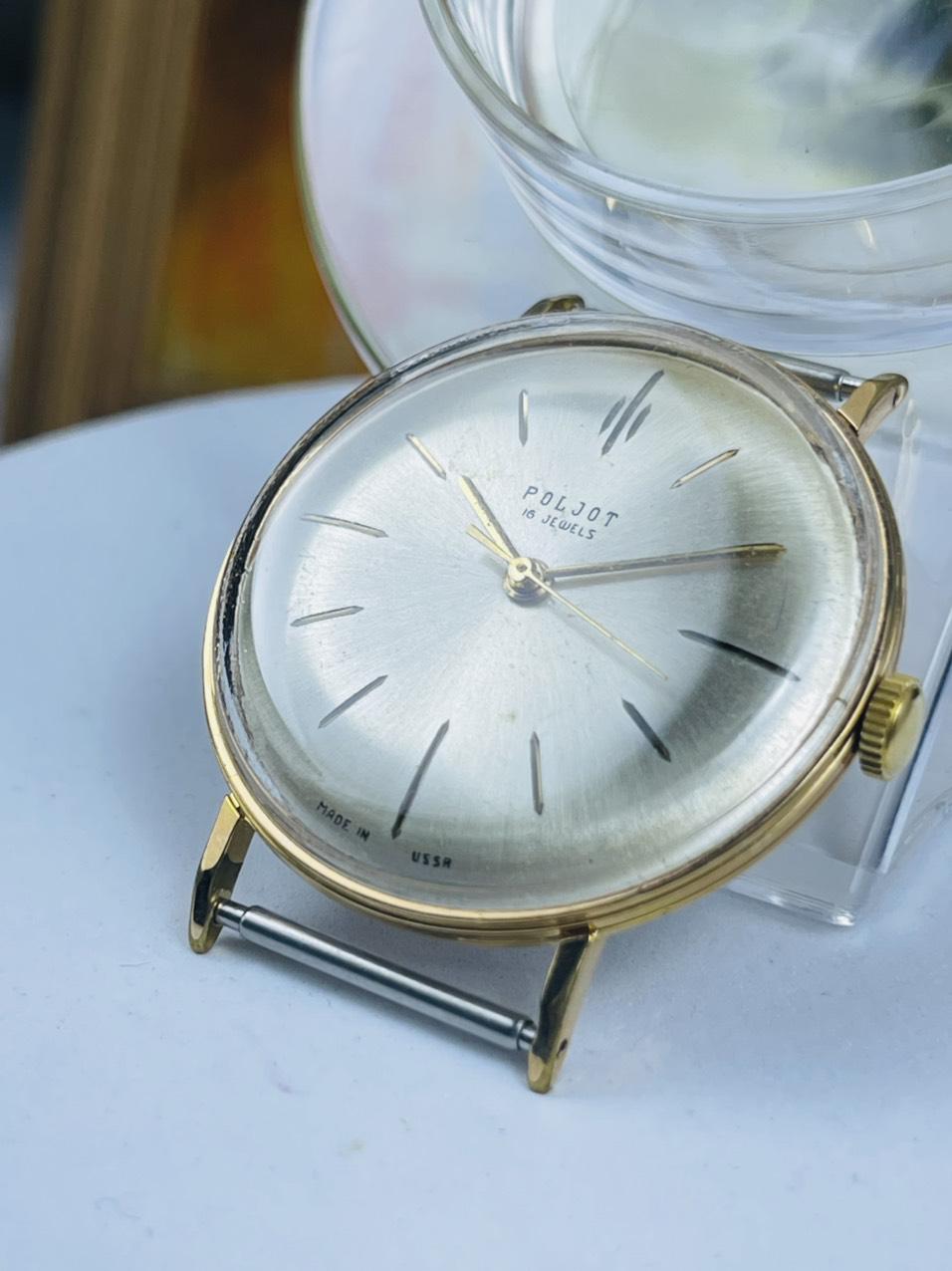 Đồng hồ Poljot 16 jewels bát úp Au20 cọc số vạch