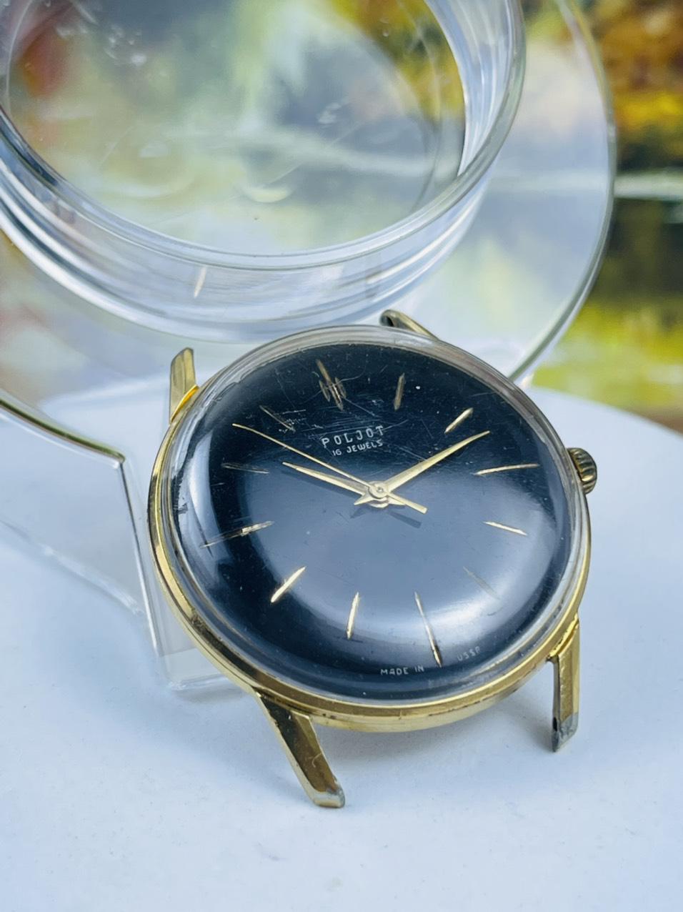 Đồng hồ Poljot 16 jewels bát úp Au20 huyền thoại mặt đen bao công