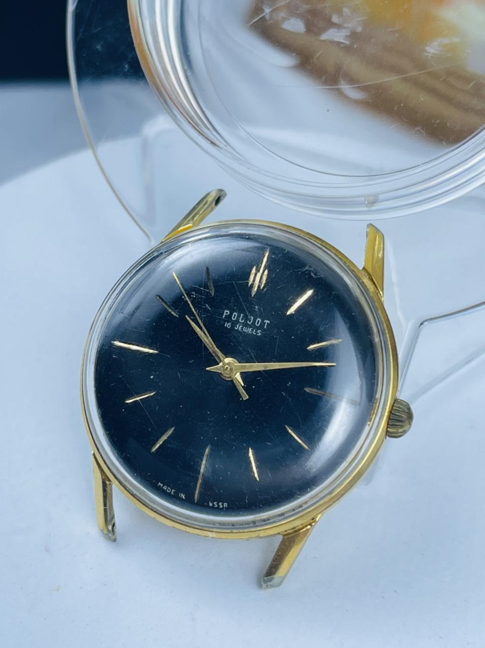 Đồng hồ Poljot 16 jewels bát úp Au20 huyền thoại mặt đen bao công