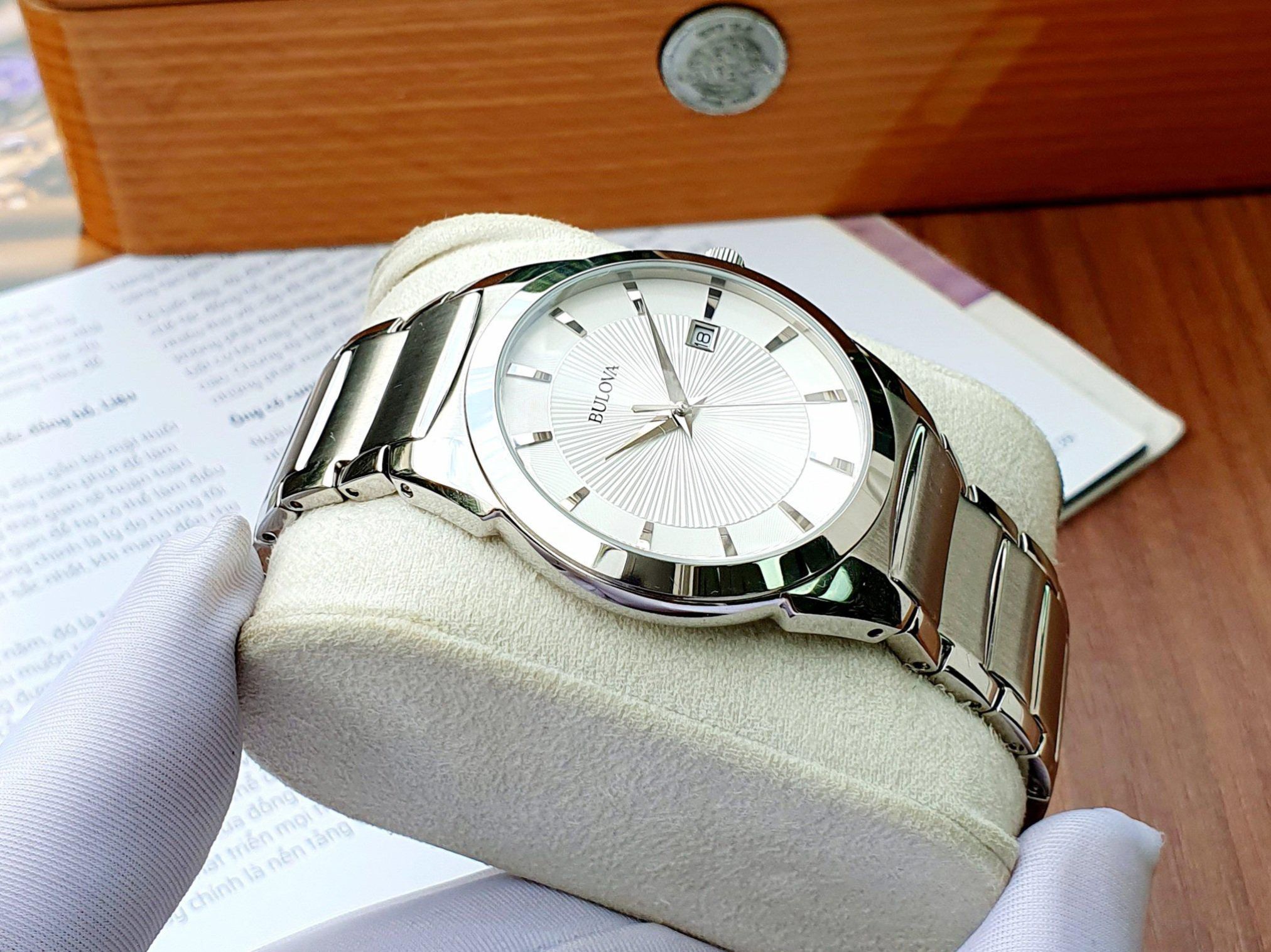 Bulova Orologio Da Uomo 96B015, Movimento Al Quarzo, Forma Rotonda, Data