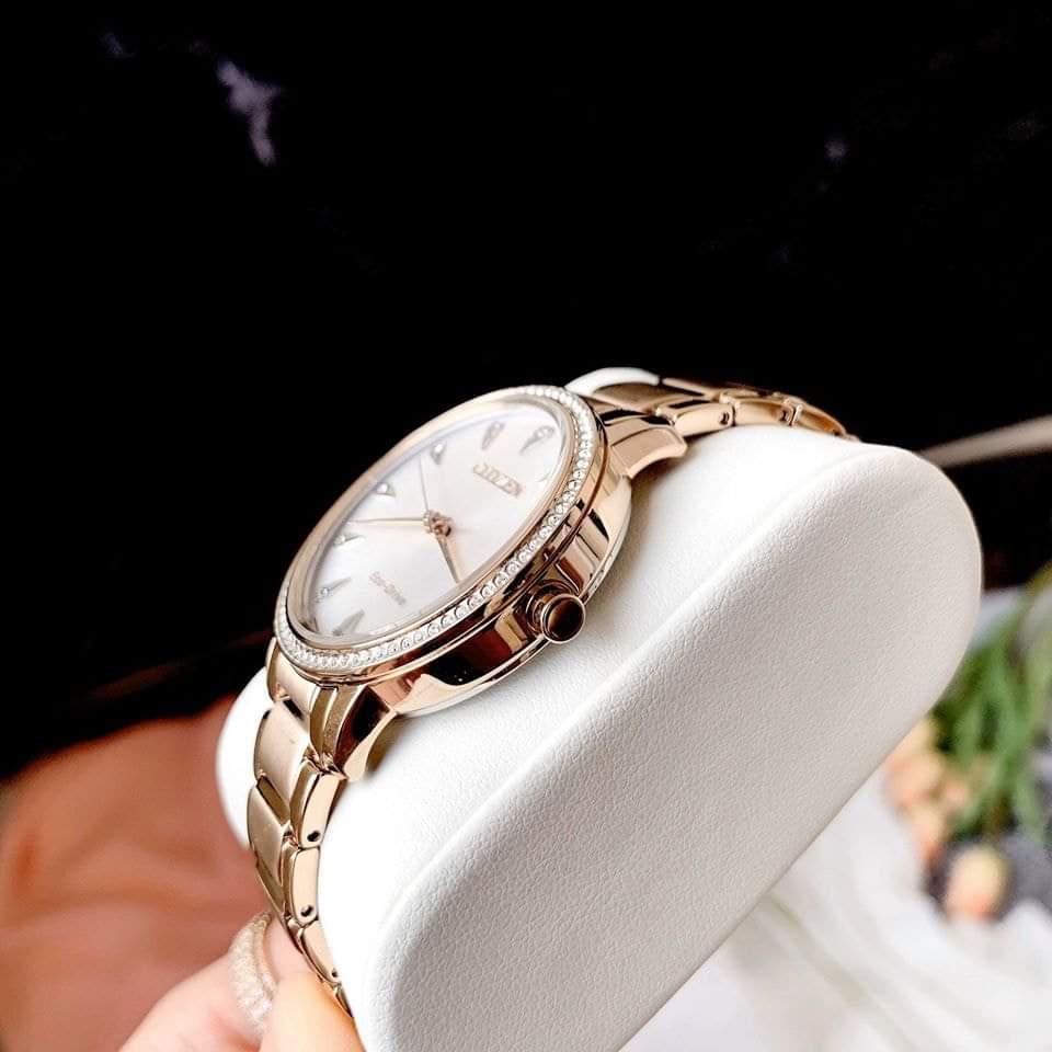 Đồng hồ CITIZEN Silhouette Crystal Rose Gold Ladies Watch FE7043-55A
