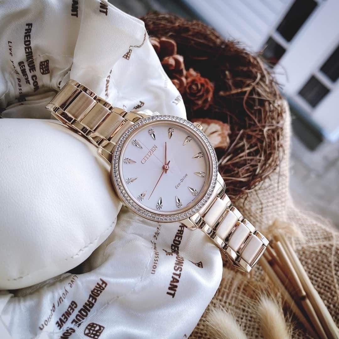 Đồng hồ CITIZEN Silhouette Crystal Rose Gold Ladies Watch FE7043-55A