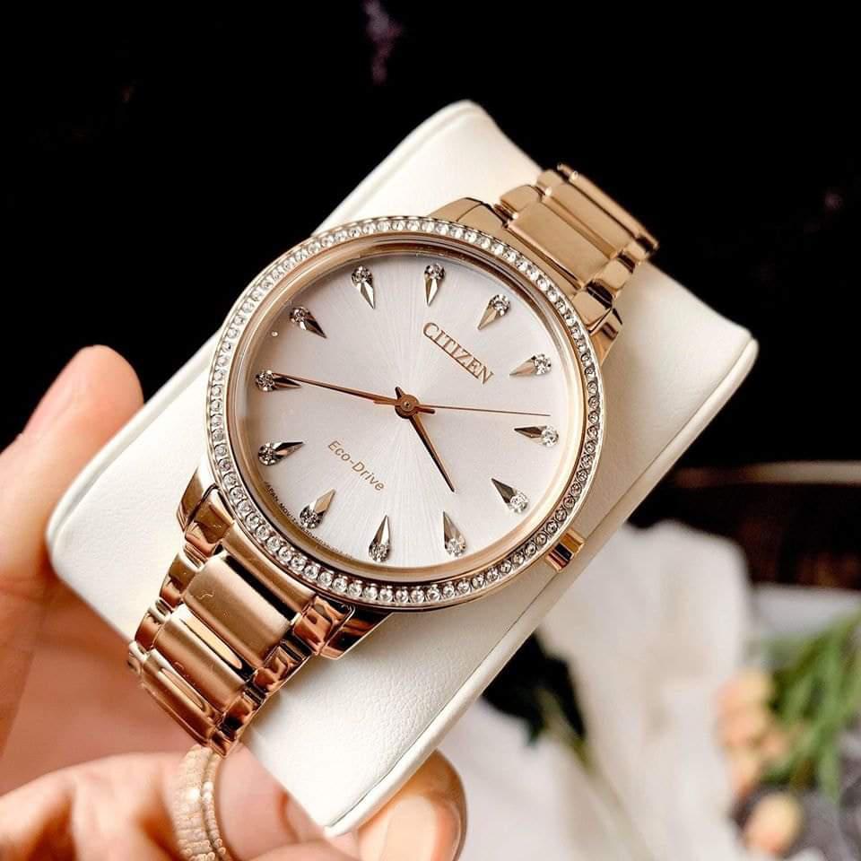 Đồng hồ CITIZEN Silhouette Crystal Rose Gold Ladies Watch FE7043-55A
