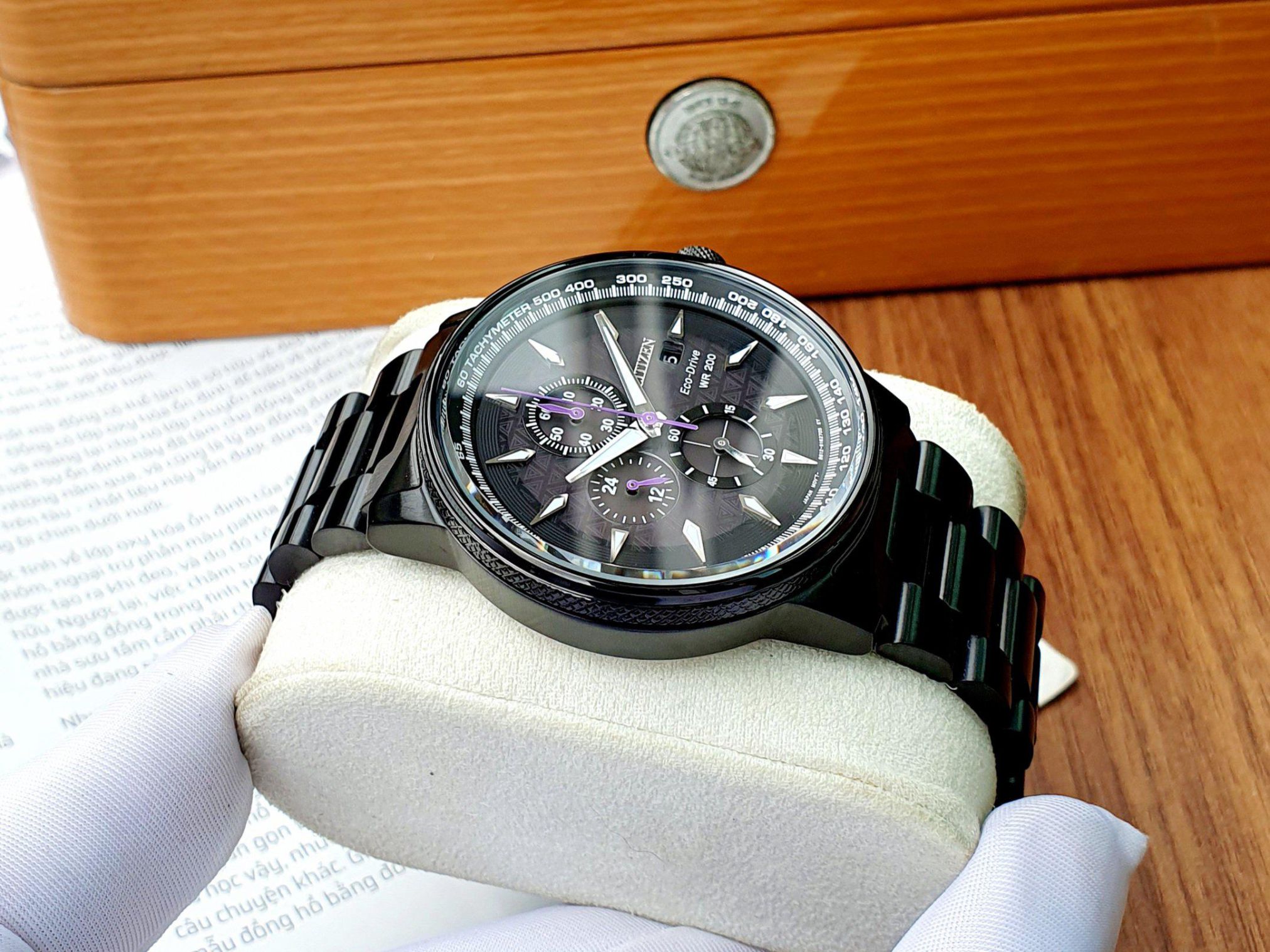 Đồng hồ Citizen Eco-Drive NightHawk Chronograph CA0297-52W