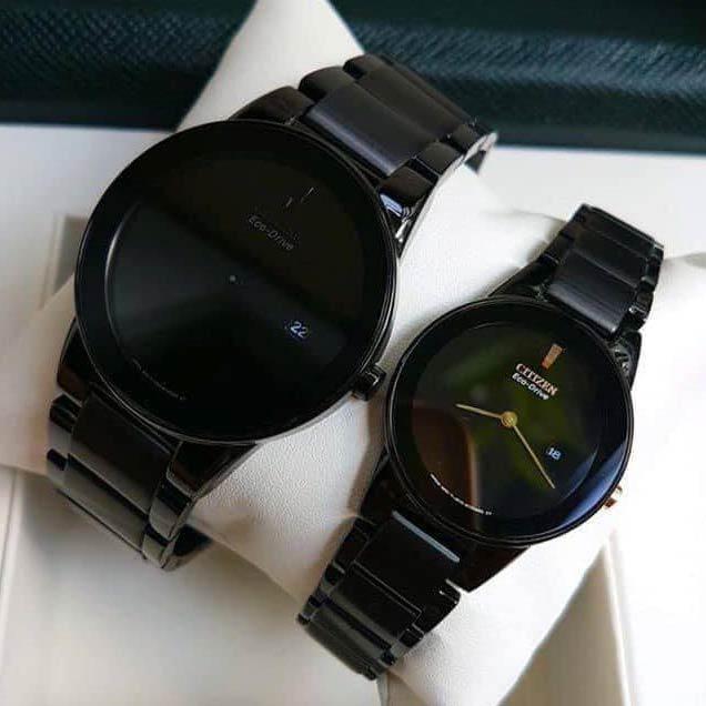 Đồng Hồ Cặp Đôi Citizen Axiom EcoDrive AU1065-58E và GA1055-57F
