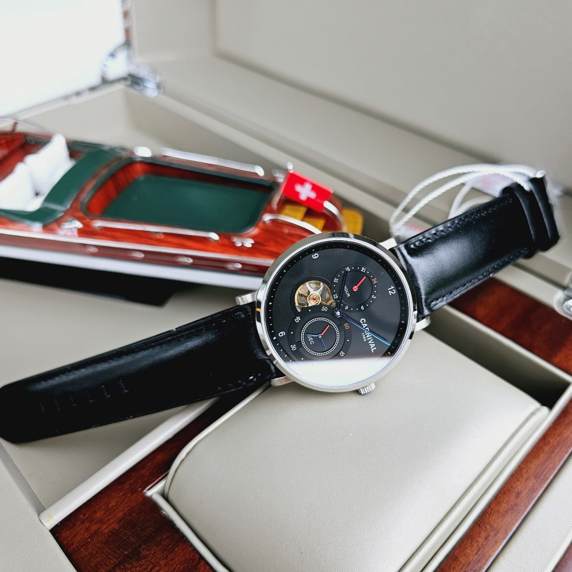 Đồng Hồ Carnival Semi Skeleton Small Second Automatic G02601-K
