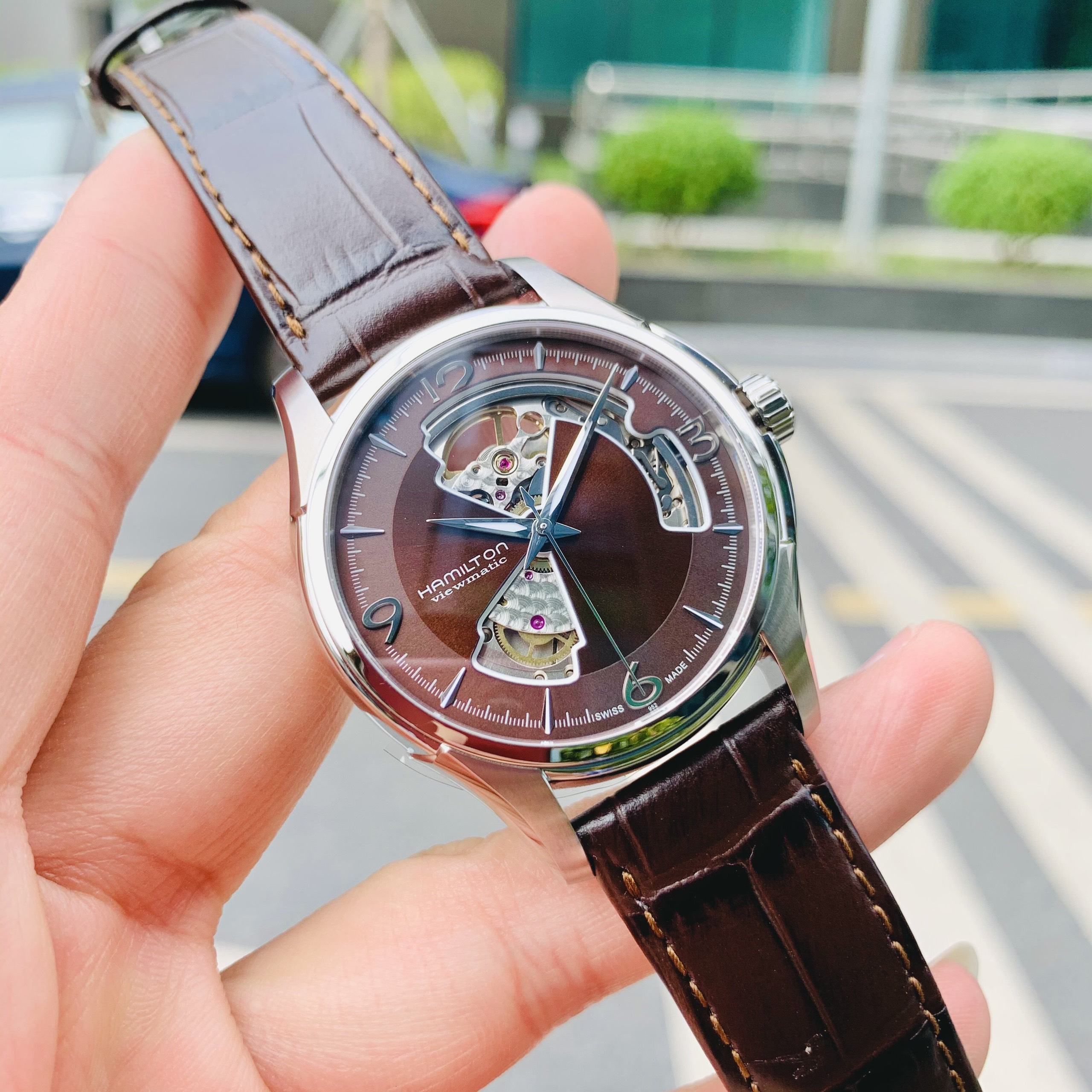 Đồng Hồ Nam Hamilton Jazzmaster OpenHeart Marron H32565595