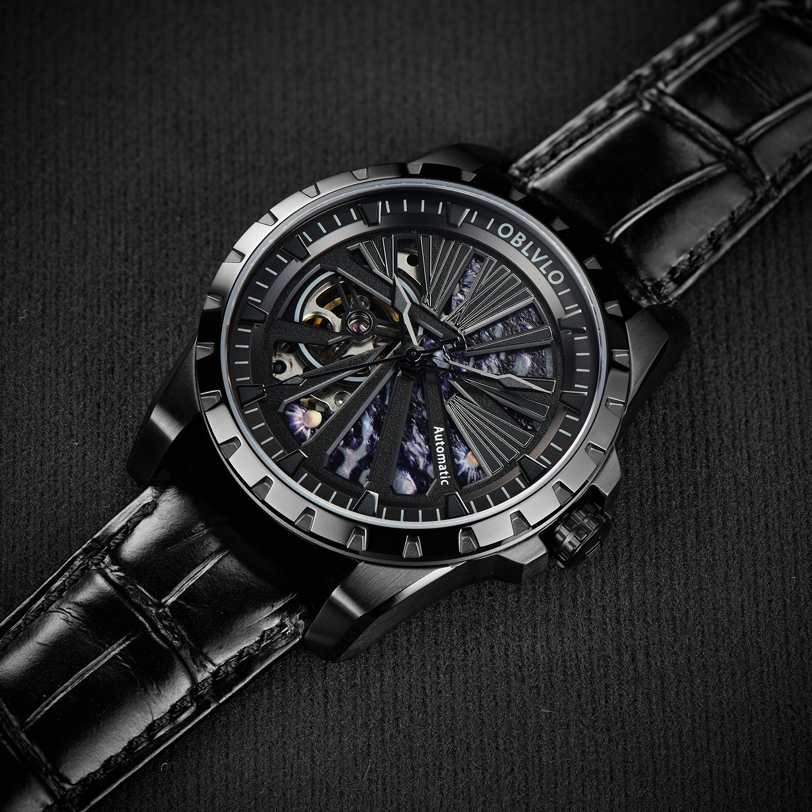 Đồng Hồ OBLVLO Knight Series Skeleton RMS-U-BBB