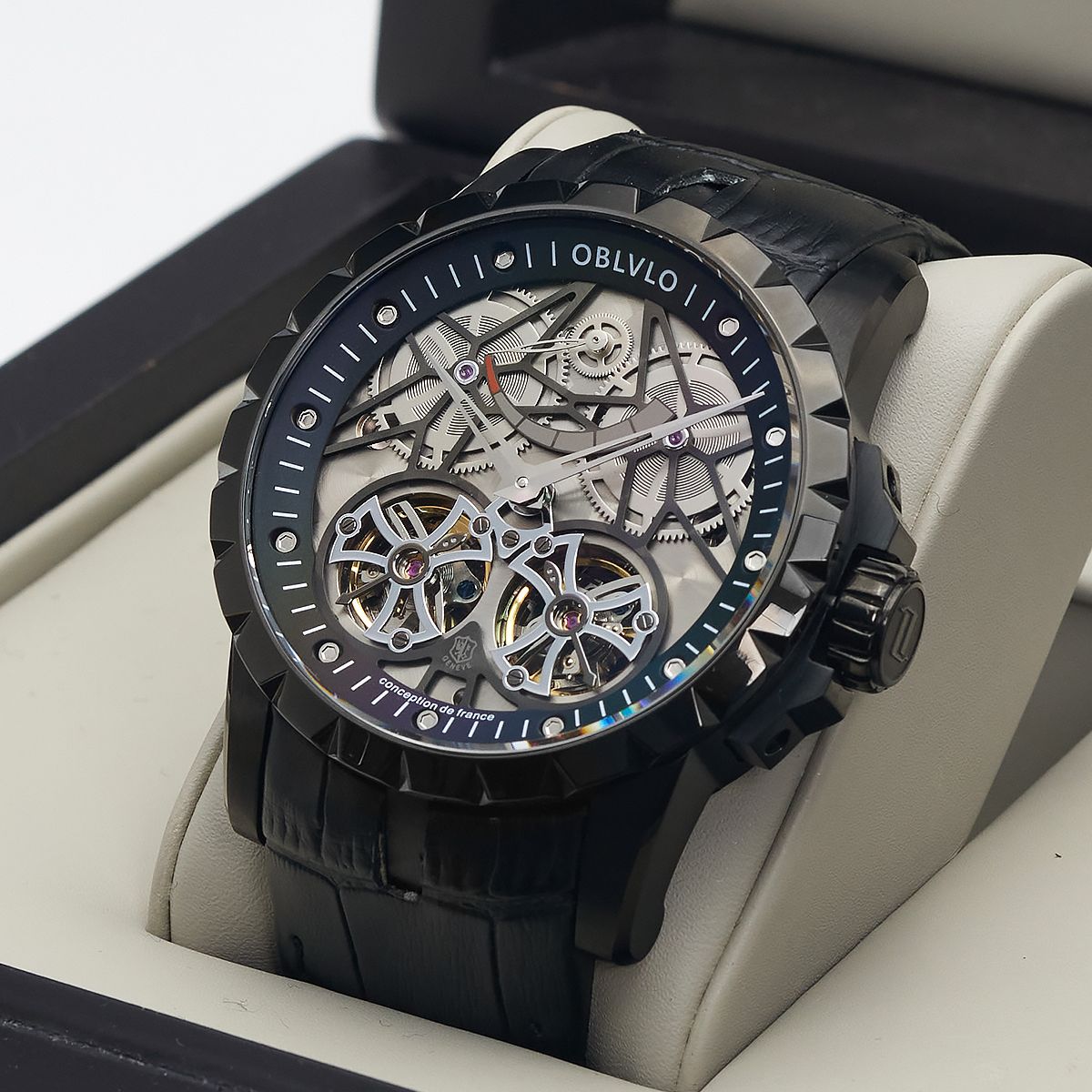 Đồng Hồ OBLVLO Skeleton Double Tourbillon RM-E-BBBB