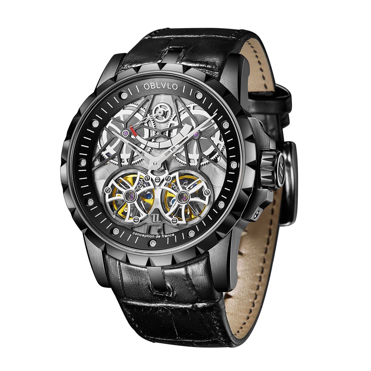 Đồng Hồ OBLVLO Skeleton Double Tourbillon RM-E-BBBB