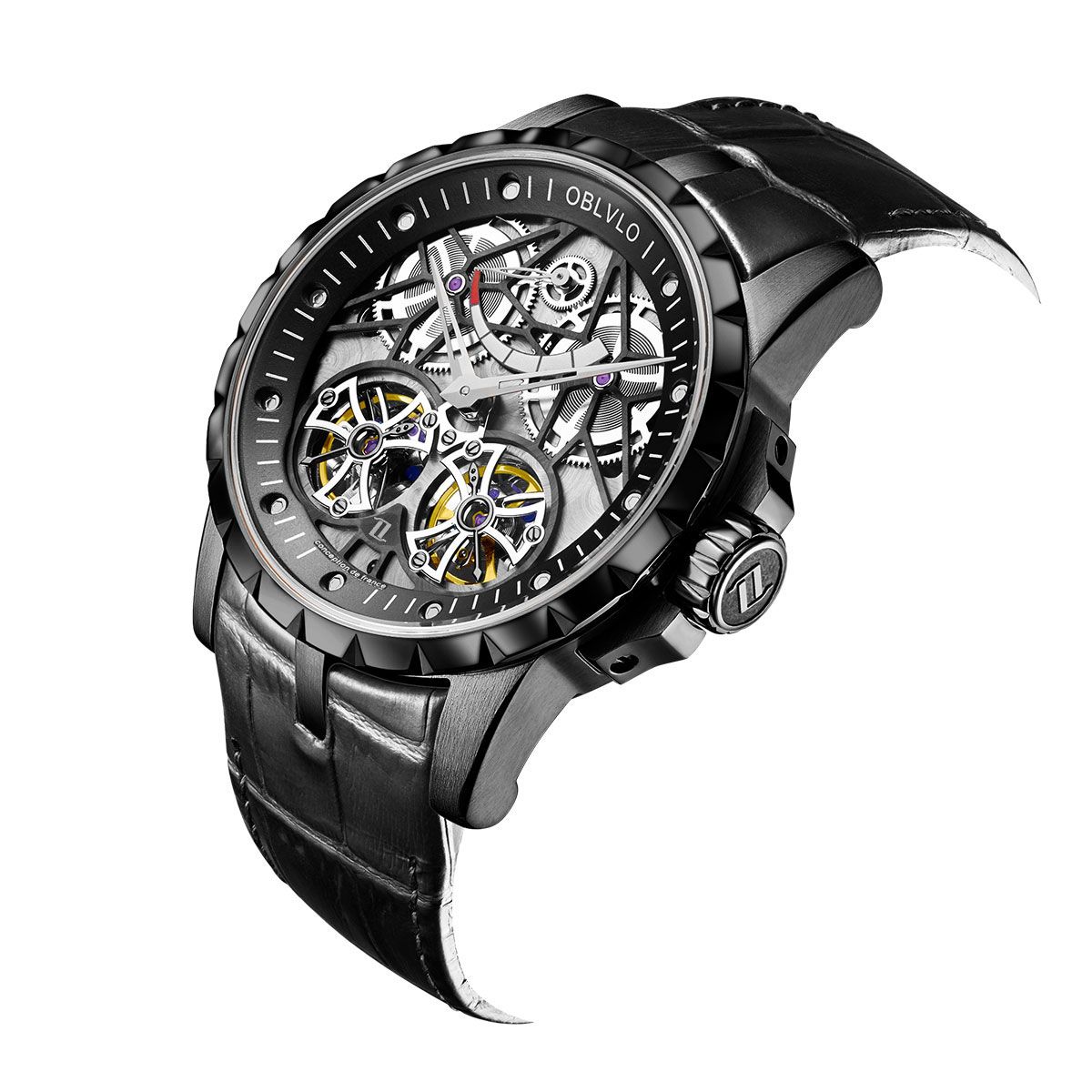 Đồng Hồ OBLVLO Skeleton Double Tourbillon RM-E-BBBB