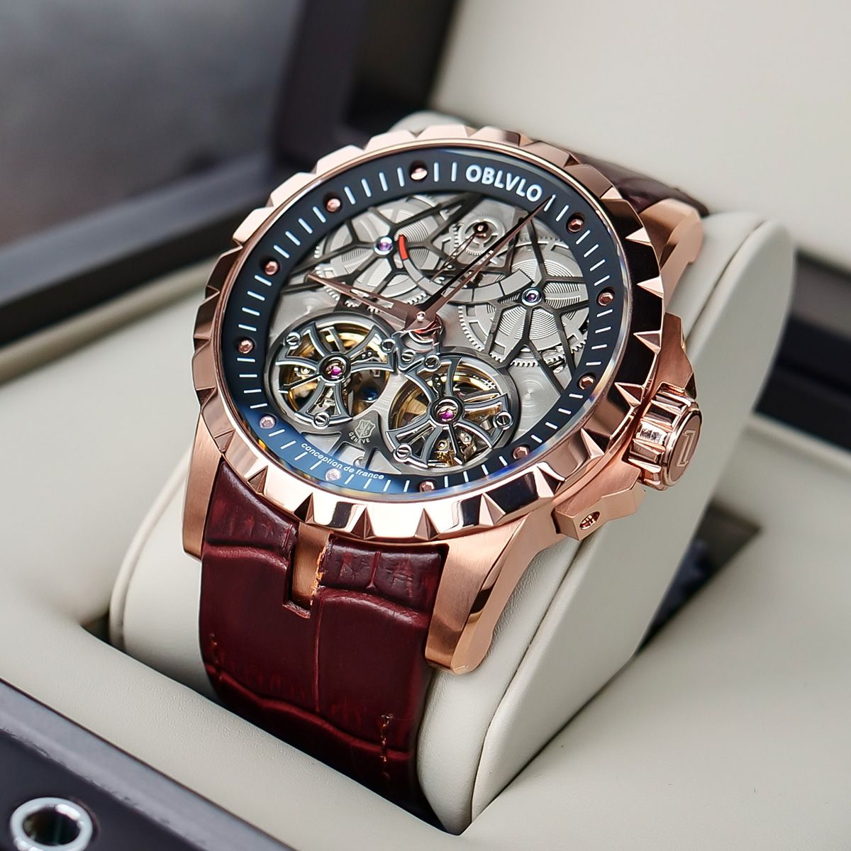 Đồng Hồ OBLVLO Skeleton Double Tourbillon RM-T-RBRO