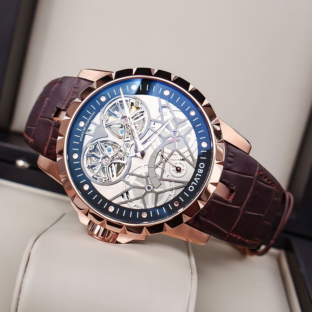 Đồng Hồ OBLVLO Skeleton Double Tourbillon RM-T-RBRO