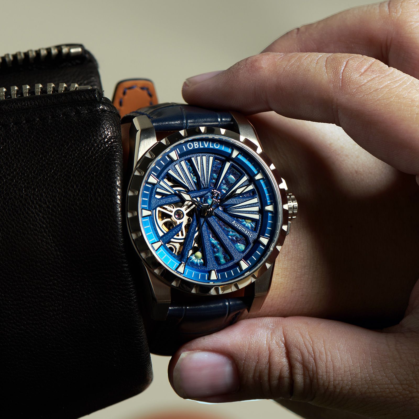 Đồng hồ OBLVLO Skeleton RM-E-YWB