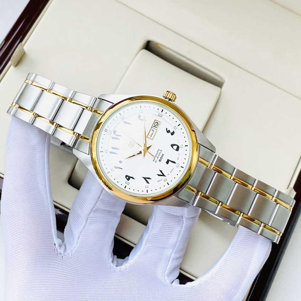 Đồng Hồ Seiko 5 Arabic Dial Automatic White Dial SNKP22J1