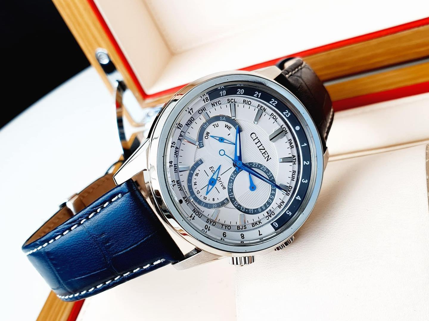 Citizen Eco-Drive BU2020-02A Orologio Uomo – Quadrante Bianco E Pelle Blu, Tecnologia Senza Batteria - 2