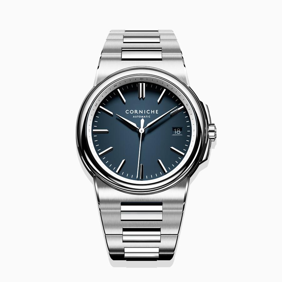 Đồng Hồ Nam Corniche La Grande Stainless Steel With Blue Dial