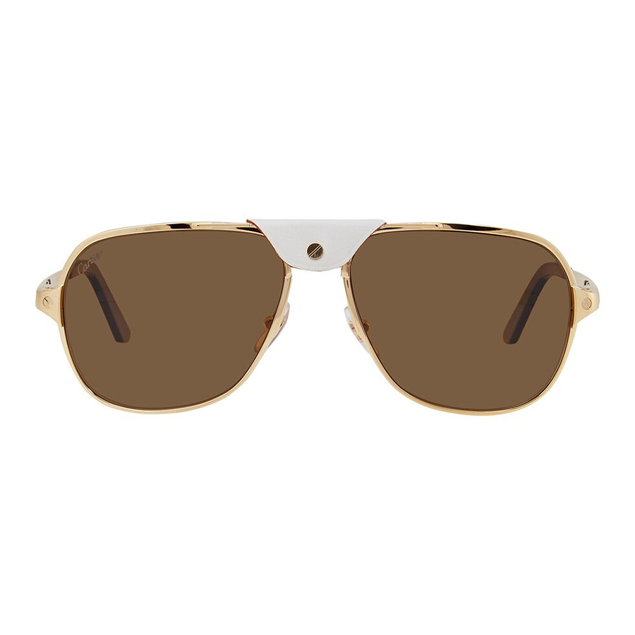 Kính Mát Nam Cartier Brown Pilot Men's Sunglasses CT0165S 010 Màu Nâu