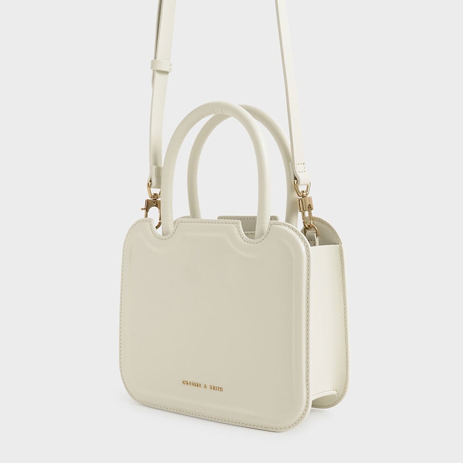 Túi Tote Charles & Keith CNK Perline Double Handle Sculptural Tote Bag Chalk CK2-30781598 Màu Trắng