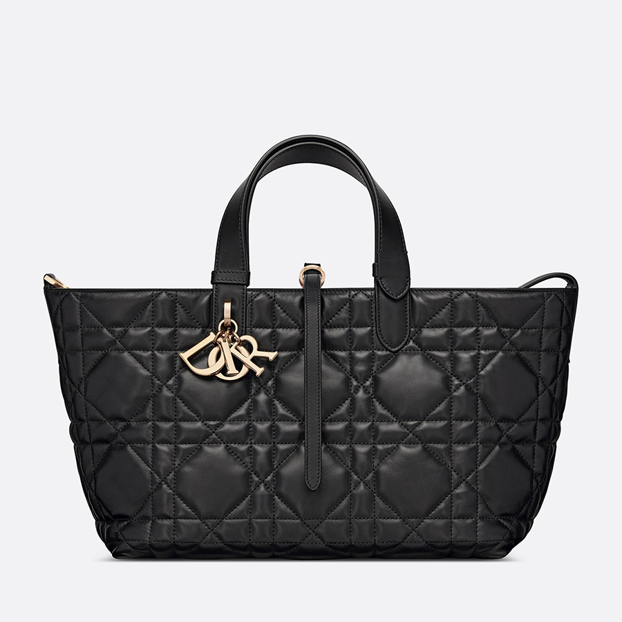 Túi Xách Tay Nữ Dior Medium Toujours Bag Black Macrocannage Calfskin Màu Đen