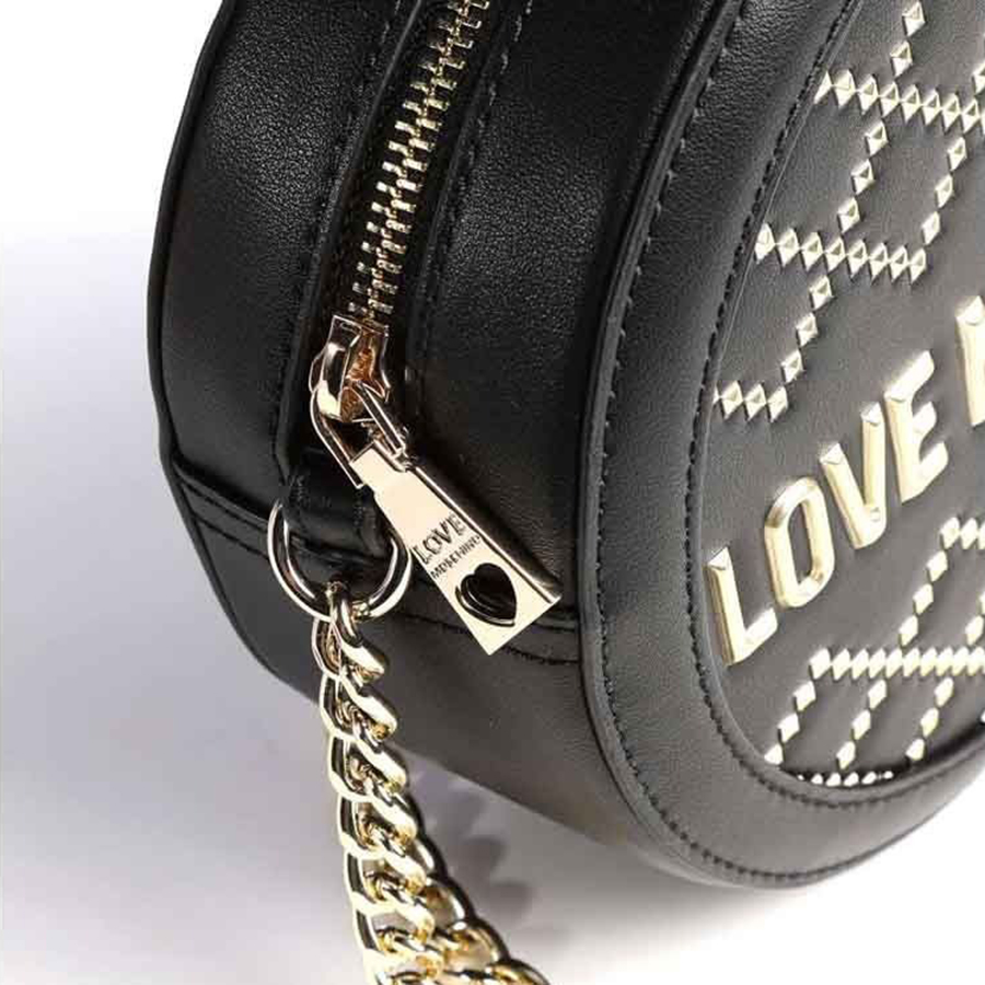 Túi Đeo Chéo Nữ Love Moschino Woven Gold Studs Shoulder Bag Synthetic Màu Đen