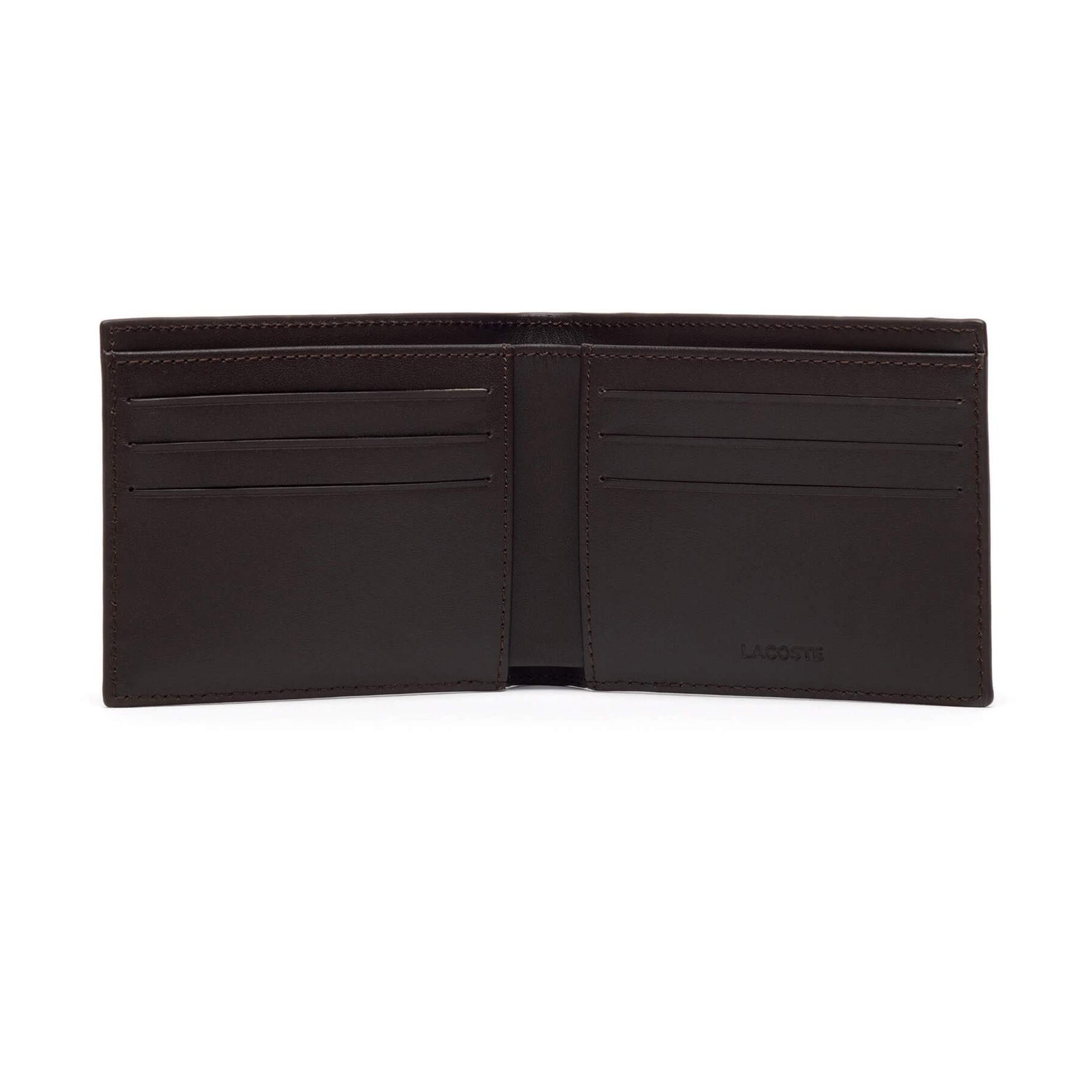 Ví Nam Lacoste Men's Fitzgerald Leather Six Card Wallet NH1115FG028 Màu Nâu Đậm