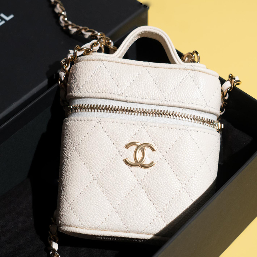 Túi Đeo Chéo Nữ Chanel Vanity Mini Bag With Strap White Màu Trắng