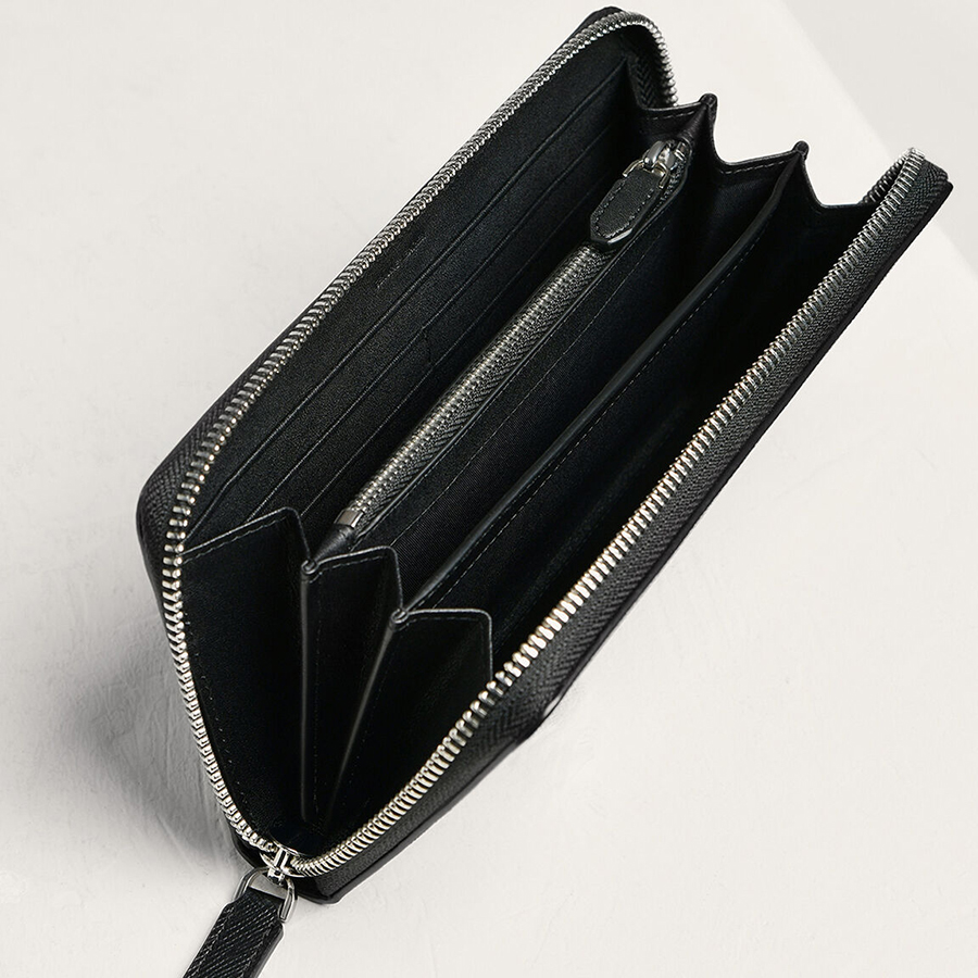 Ví Nam Pedro Oliver Embossed Leather Zip-Around Wallet PM4-16500023 Màu Đen