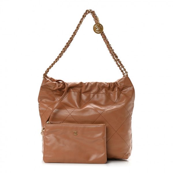Túi Đeo Vai Nữ Chanel 22 Hobo Handbag Shiny Calfskin Gold