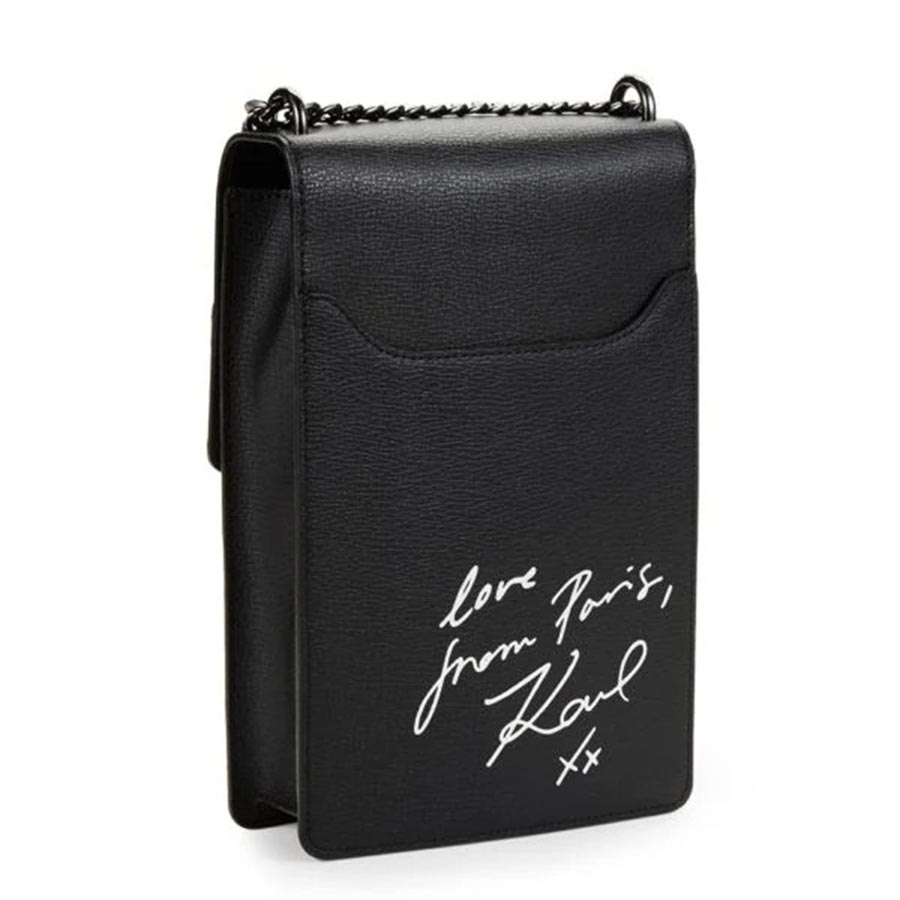Túi Đeo Chéo Nữ Karl Lagerfeld Ikon Choupette Leather Crossbody Bag Màu Đen Trắng