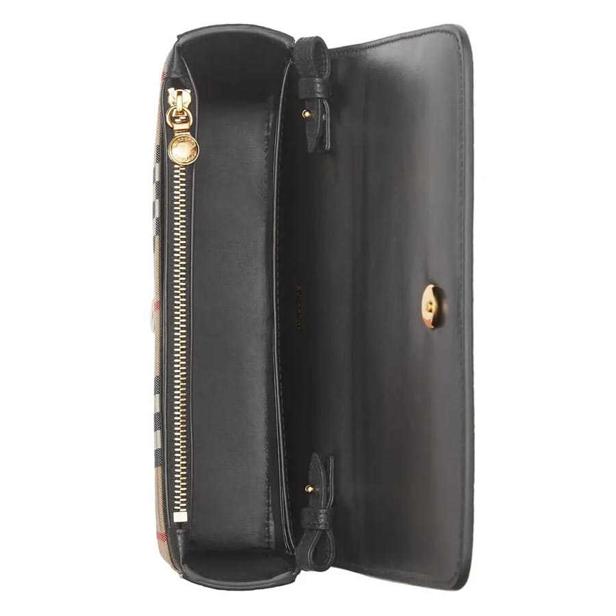 Túi Đeo Chéo Nữ Burberry Small Leather And Vintage Check Crossbody Bag Black 8023226 Màu Đen
