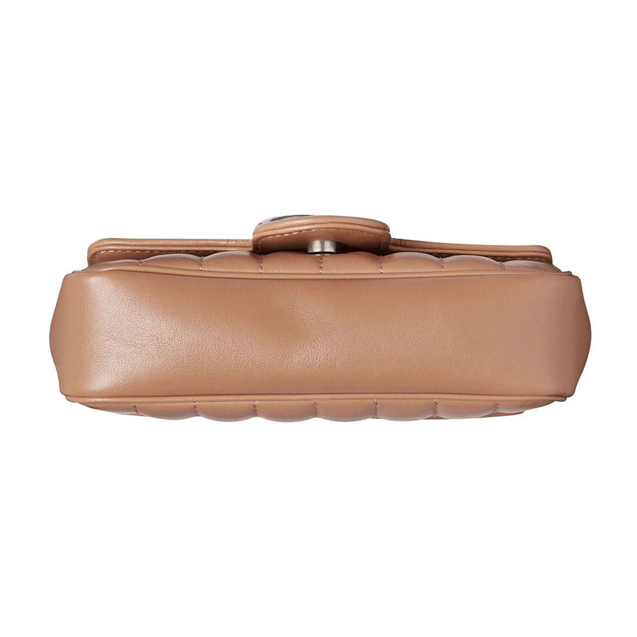 Túi Đeo Chéo Nữ Gucci GG Marmont Super Mini Matelasse Leather 476433DTD5N Màu Nâu Nhạt