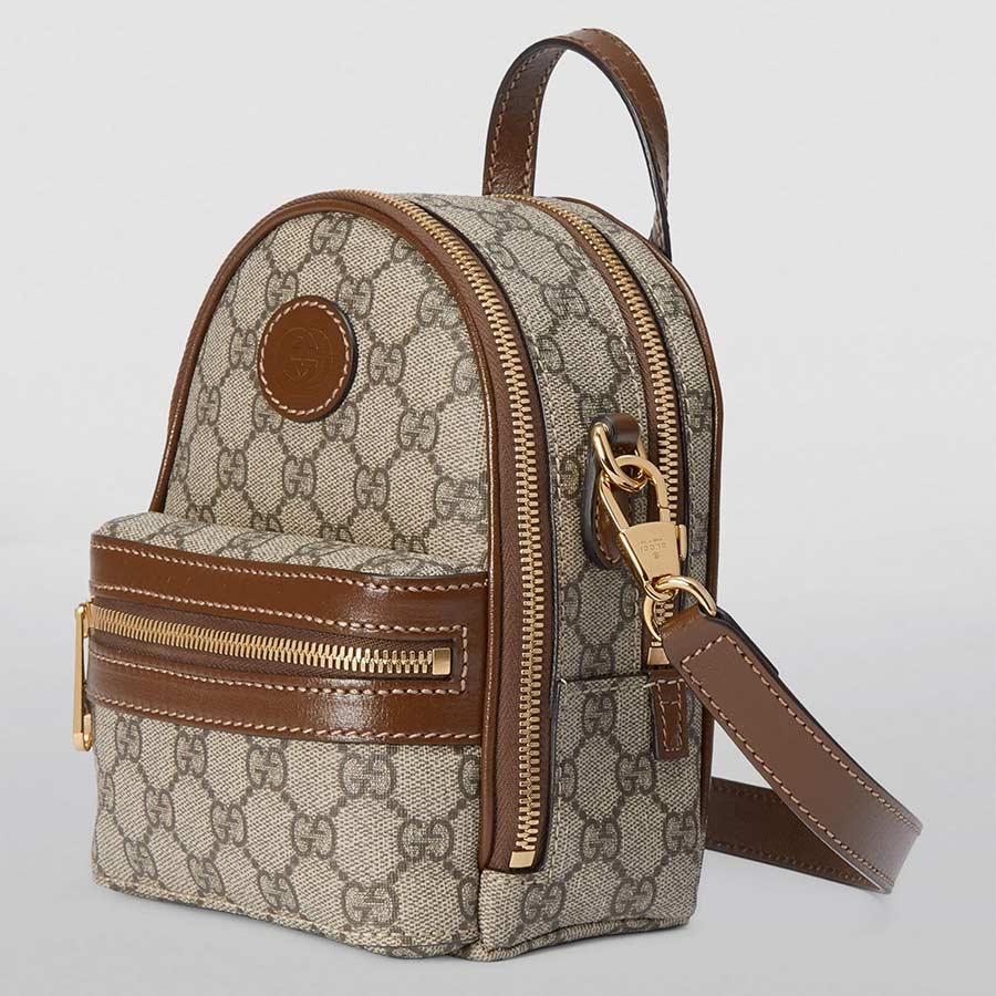 Balo Gucci Mini Canvas Interlocking G Backpack Màu Nâu