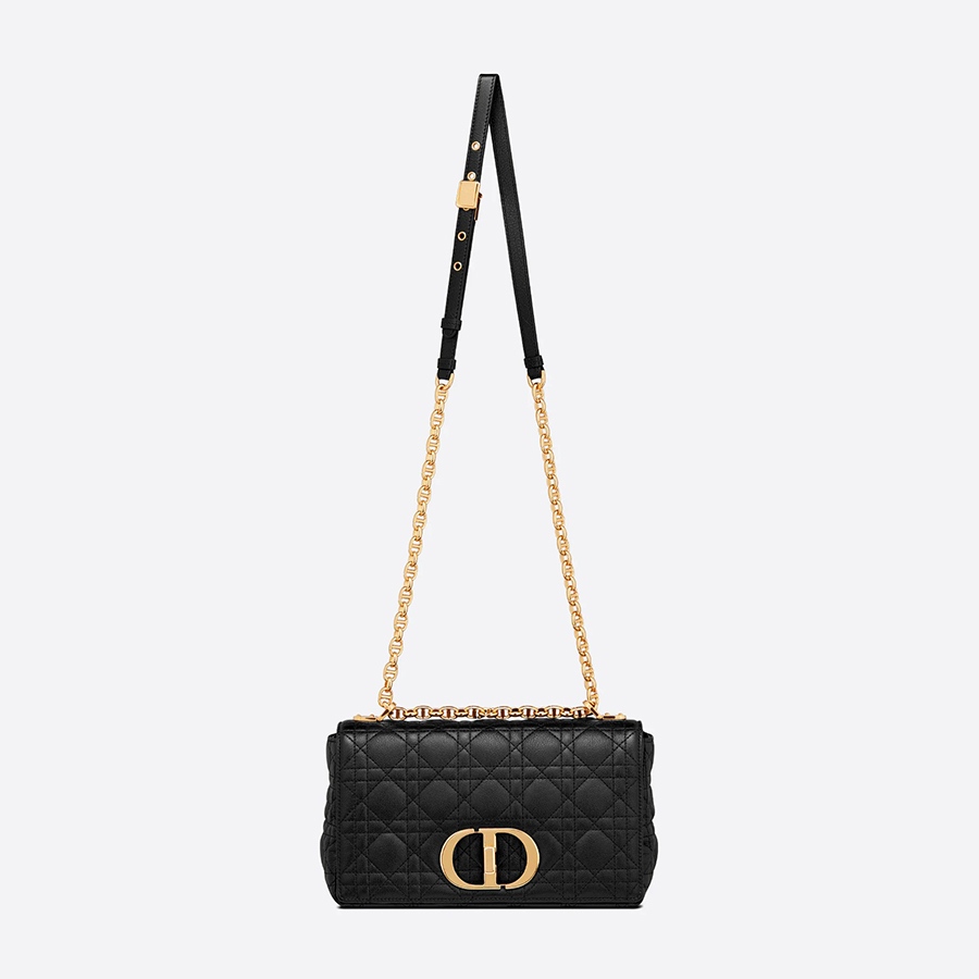 Túi Đeo Chéo Dior Medium Dior Caro Bag Black Supple Cannage Calfskin M9242UWHC_M900 Màu Đen Size 25