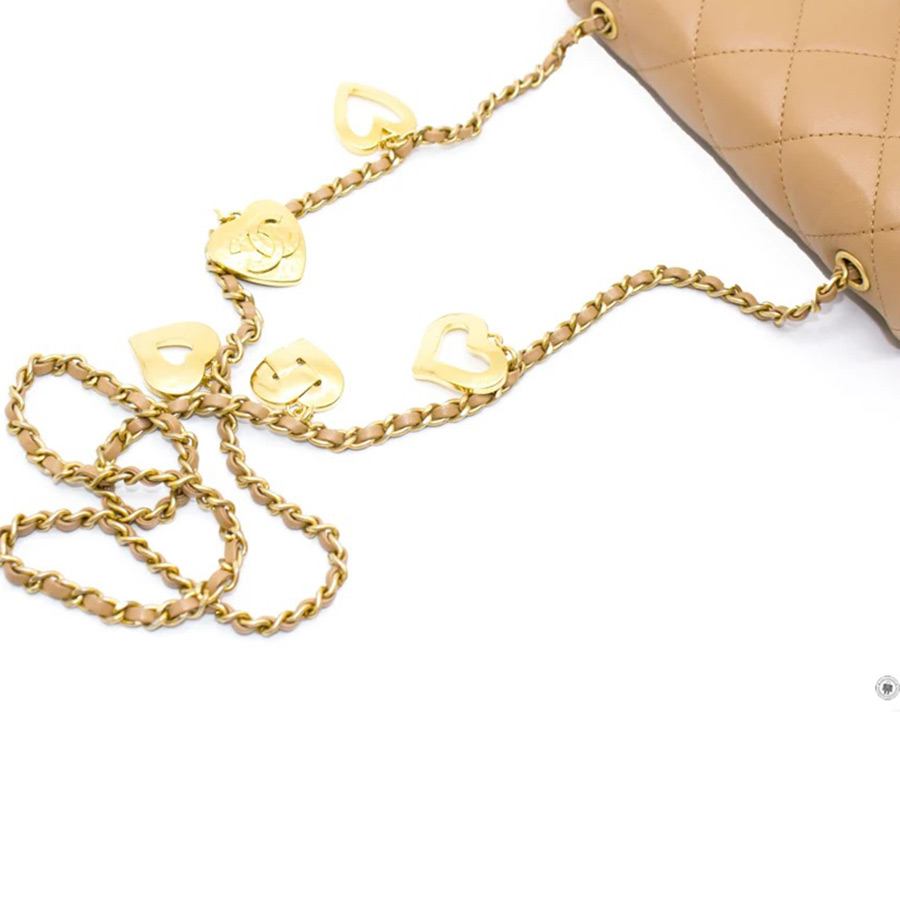 Túi Đeo Chéo Chanel AS3457 B08840 Mini Flap Bag With Heart Charms BJ523 Màu Be Đậm