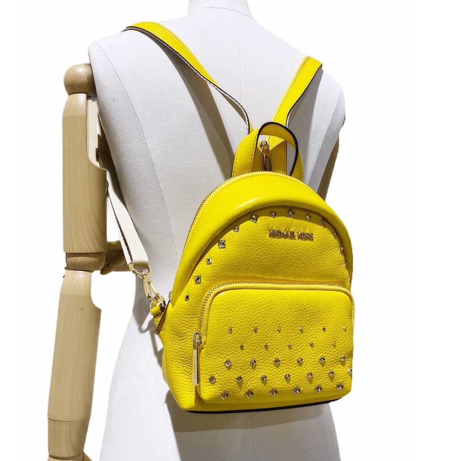 Balo Michael Kors MK Erin Small Studded Leather Backpack - Citrus 35T0GERB1L Màu Vàng