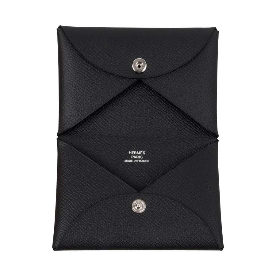 Ví Hermès Calvi Black Card Holder Epsom Leather Màu Đen