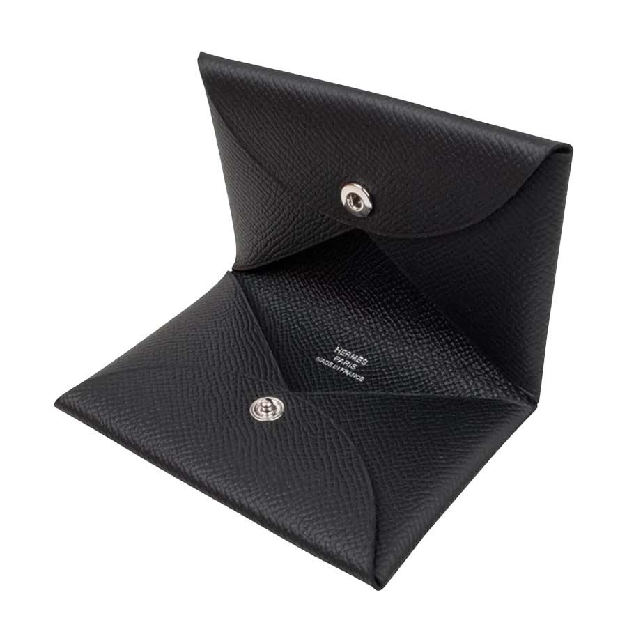 Ví Hermès Calvi Black Card Holder Epsom Leather Màu Đen