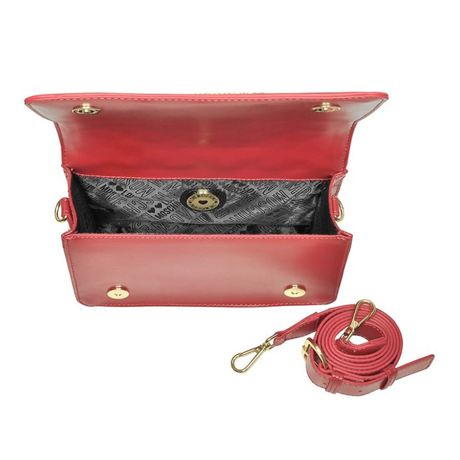 Túi Đeo Chéo Moschino Quilted Eco-leather Signature Crossbody Bag Màu Đỏ