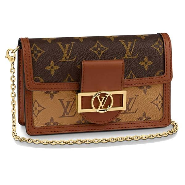 Túi Đeo Chéo Nữ Louis Vuitton LV Dauphine Chain Wallet Monogram Bag M68746  Màu Nâu